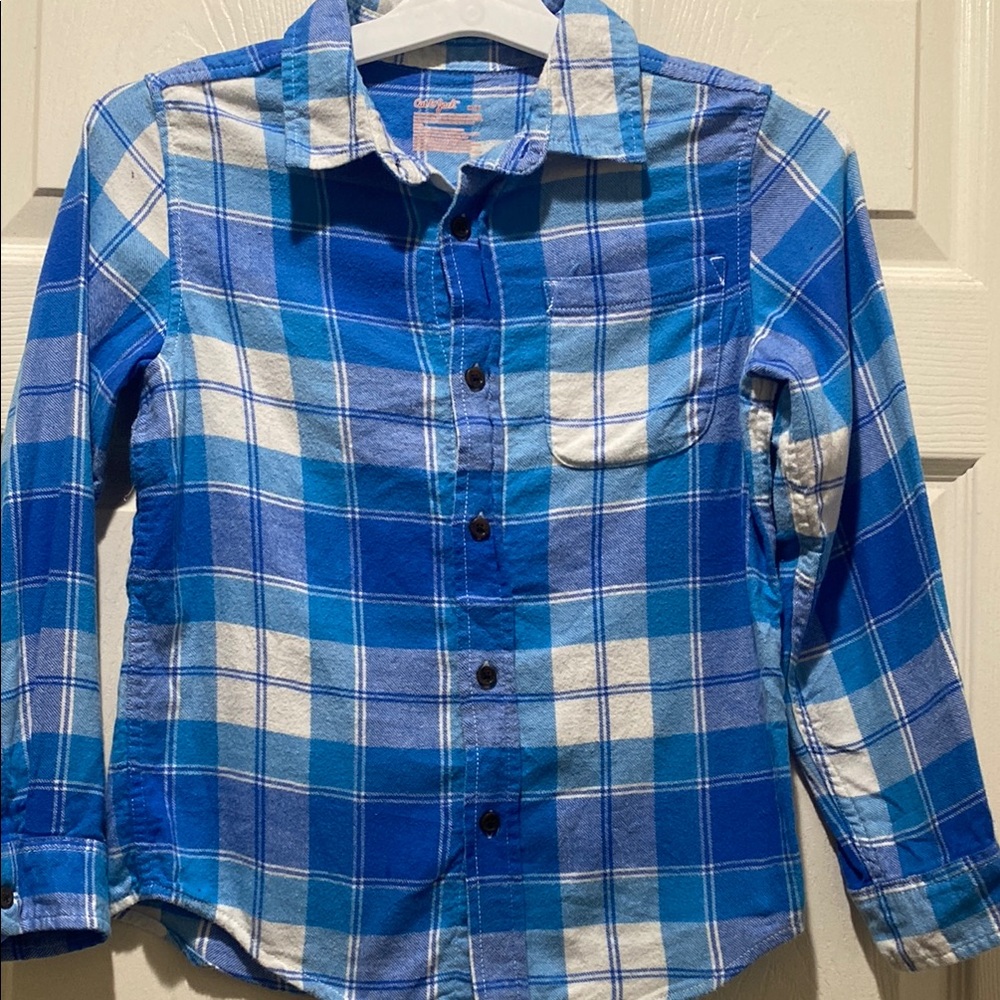 Cat & Jack Blue and White Button Down Shirt Pre Loved